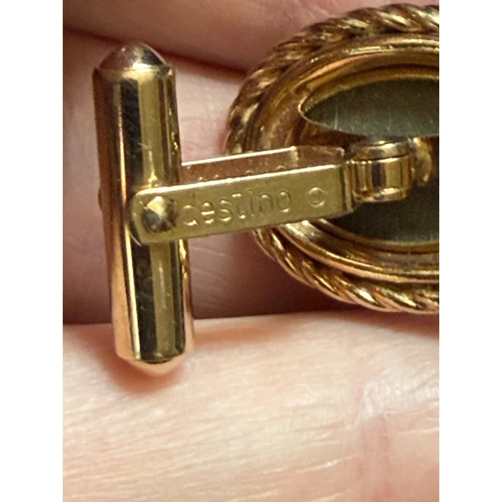Vtg Destino 12k Gold Filled & Lava Cameo Cufflinks Ceasar